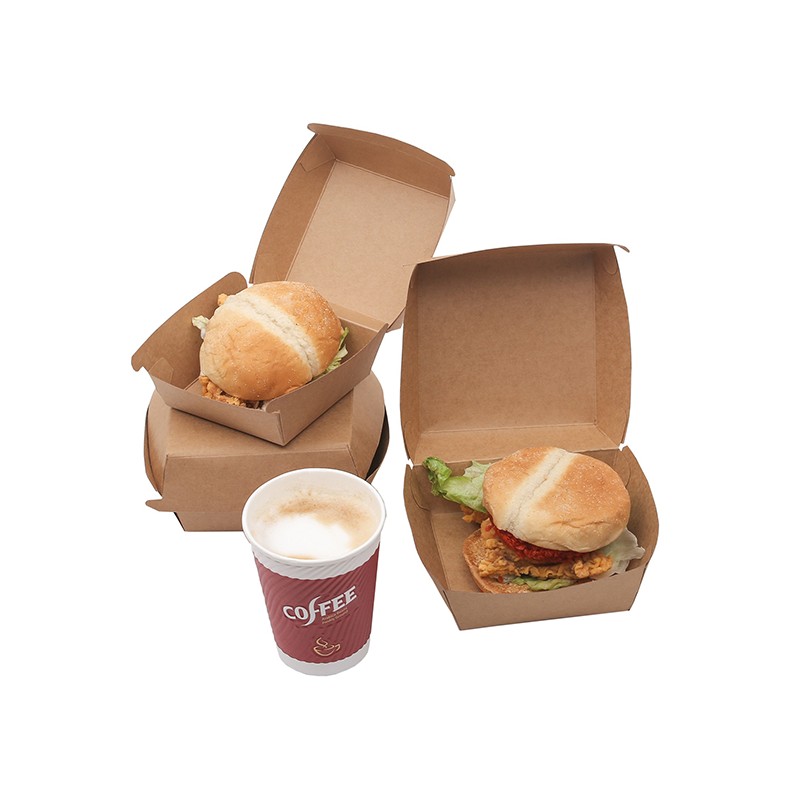 Recyclebaar biologisch afbreekbaar papieren hamburgerdoosje