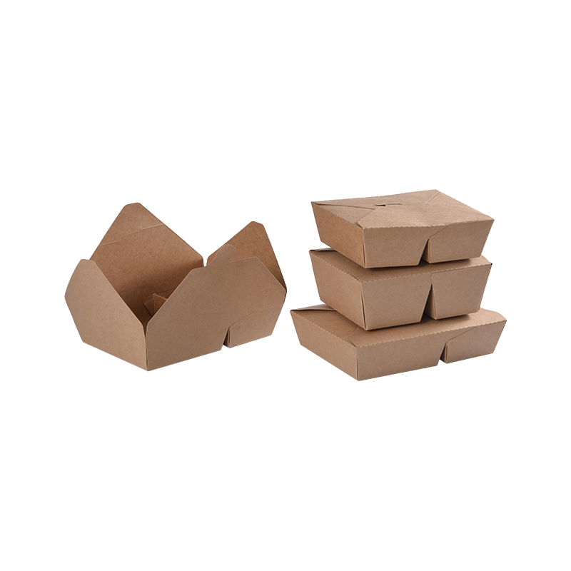 Kraftpapier Afhaaldoos Gevouwen Bento Box-Twee 2 Compartimenten Verdelen