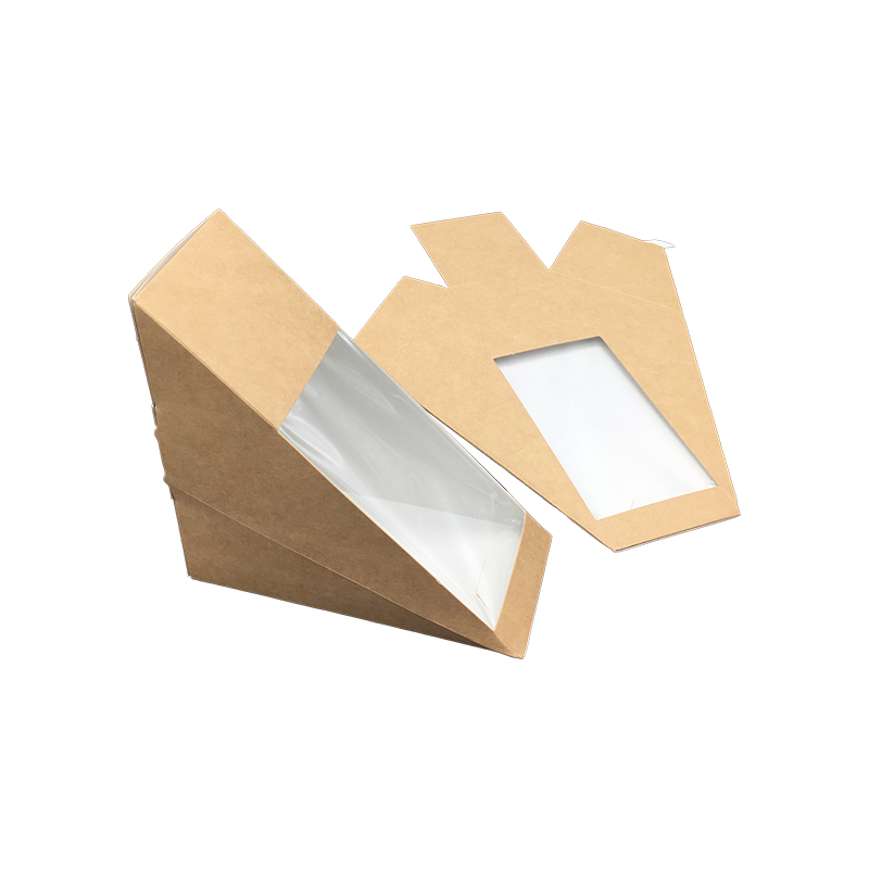 Driehoeksandwichdozen met venster Kraftpapier Sandwichwigdoos Voedselverpakkingen Afhaaldozen voor bakkerijdessert